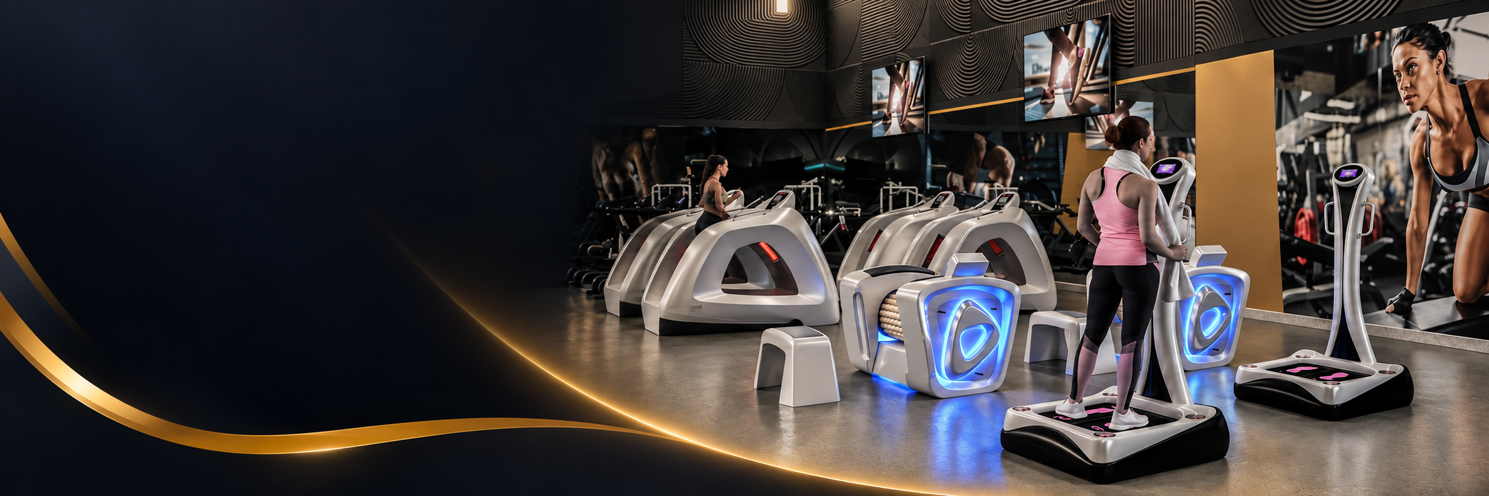 Profesjonalna przestrzeń fitness z urządzeniami — wizualizacja